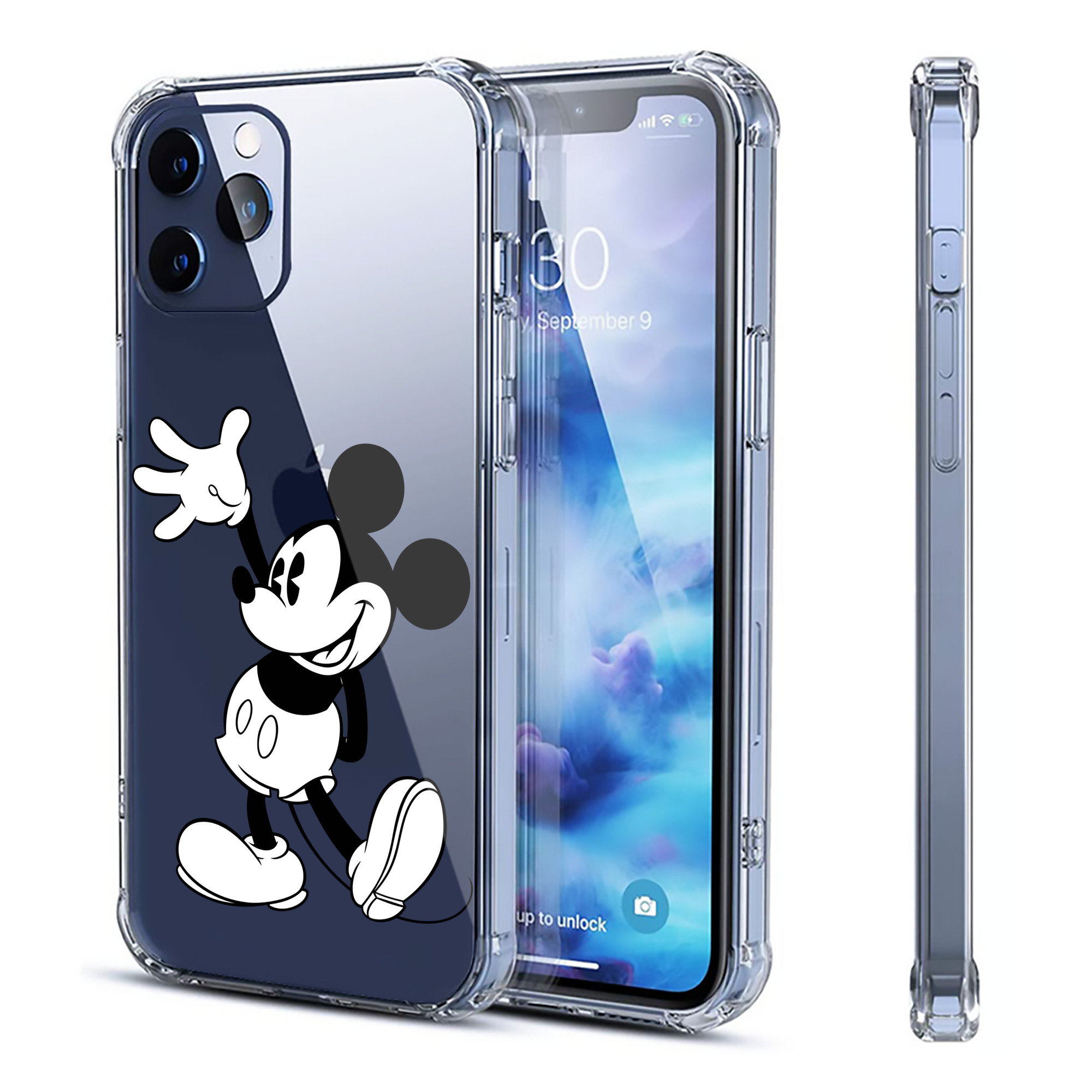 （画像用） ミッキーマウス Mickey Mouse 【iPhone 12シリーズ対応】透明スマホケース（クリアソフトケース）